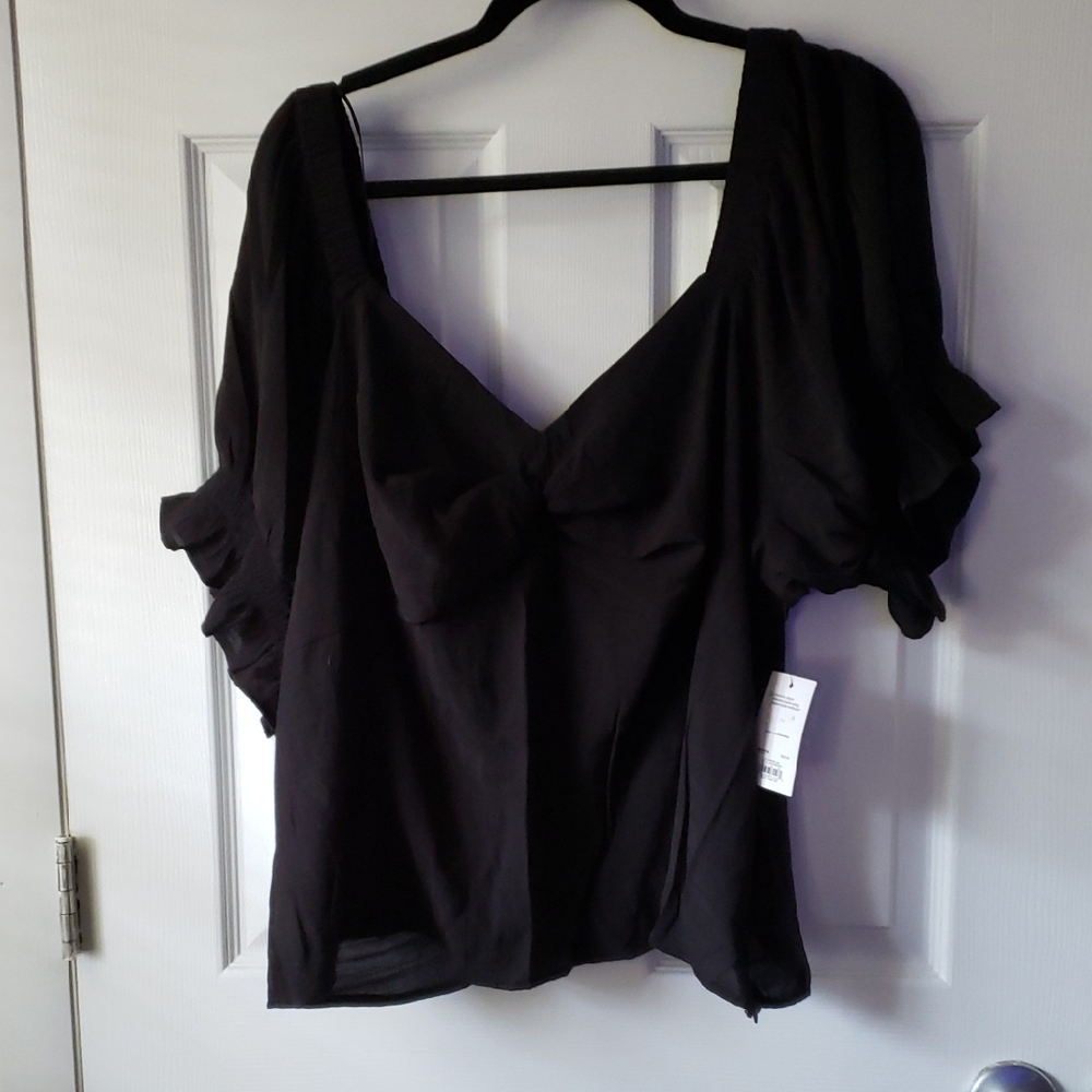 Super Cute Black Deel V Peasant? Top